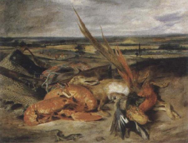Eugene Delacroix Style life with lobster